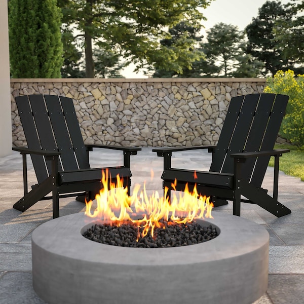 Flash Furniture Slate Gray Poly Resin Adirondack Chair, PK 2 2-JJ-C14501-SLT-GG - main